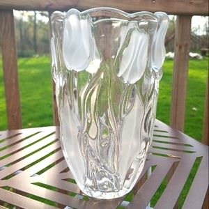 Vintage Mikasa Tulips Satin Frosted/Clear